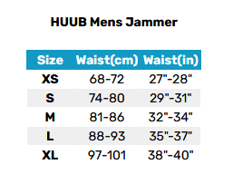 2025 HUUB Mens Jammer 0 Größentabelle